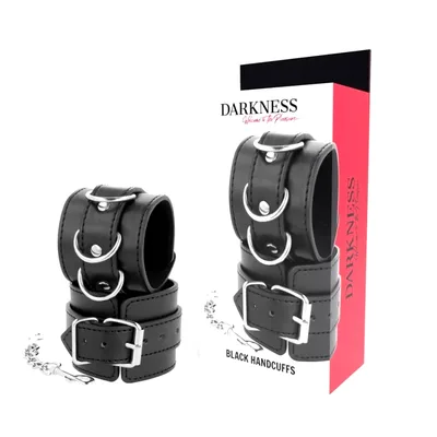 Darkness . manette pelle nera classic ideali per BDSM bondage fetish dominazione