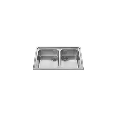 Alpes Lavello semifilo a due vasche 87/2V in acciaio inox da 87x51 cm