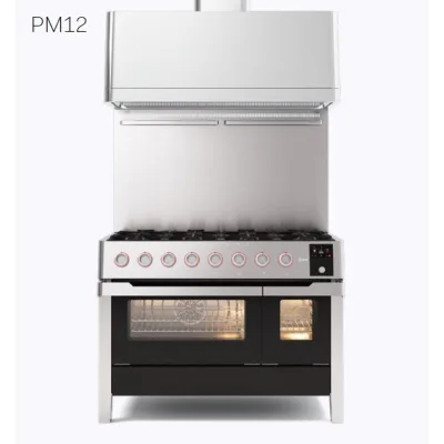 Ilve Cucina PM12 Panoramagic PM12FDS3 doppio forno e piano cottura 8 fuochi con fry top finitura inox da 121.6 cm