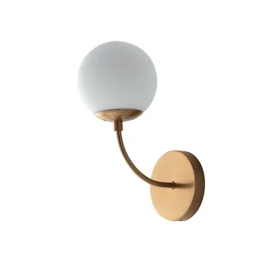 Applique luxury in metallo oro e vetro soffiato bianco, lampadine E14, 29.9x13.8cm