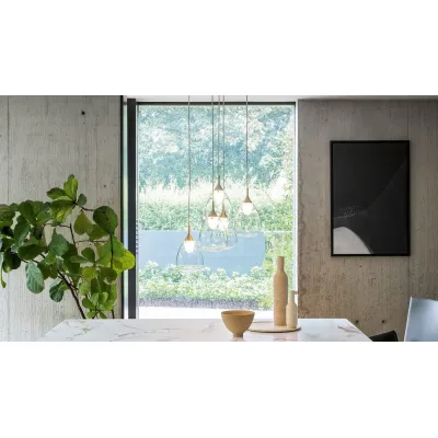 Bonaldo Lampada a sospensione 5 luci Gocce in vetro trasparente - sabbiato