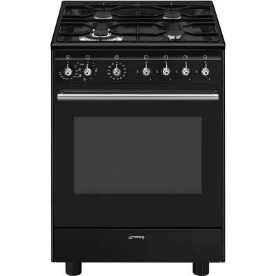 Smeg Cucina CX61GMBL con forno termoventilato e piano cottura gas finitura nero da 60x60 cm