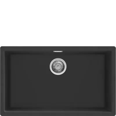 Smeg S Lavello una vasca VZP76N finitura nero da 75.6x45.6 cm - Sopratop/Sottotop - IN PROMOZIONE FINO AL 6/07