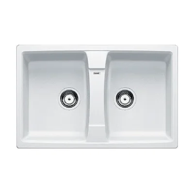 PRONTA CONSEGNA - Blanco | Lavello due vasche ZIA 8 1524694 finitura bianco da 78x50 cm - Sopratop