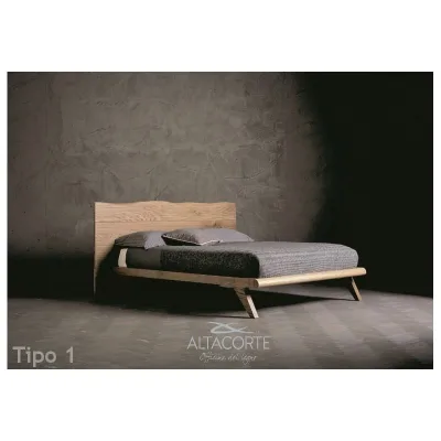 Altacorte Letto king size con testiera Wood Tipo 1 da 180 cm