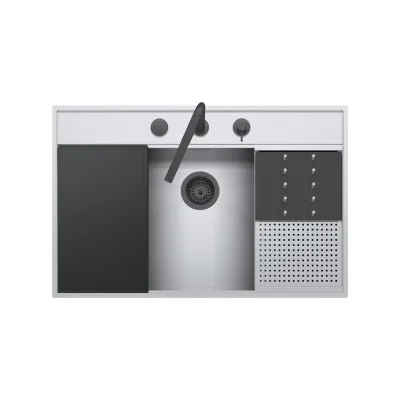 Barazza Lavello una vasca FLEXI KIT 1LFX91NK finitura inox satinato da 86x56 cm Con kit accessori e miscelatore - IN PROMOZIONE FINO AL 6/07