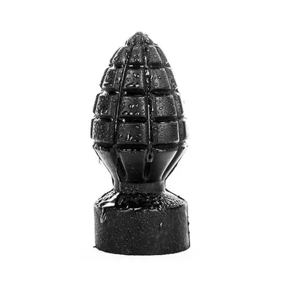 Plug anale 14 cm granata Ø 6,5 cm nero PVC texture base larga sex toy