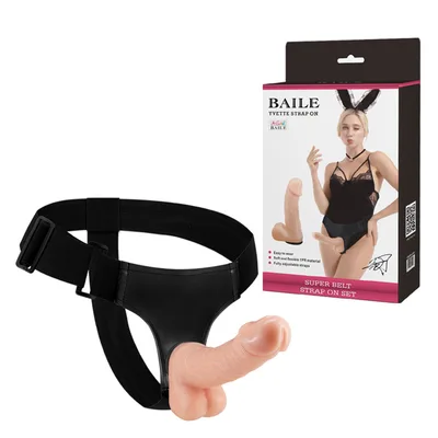 Baile Yvette Strap-On Doppio 18,5 cm TPR con Cintura Regolabile – Sex Toy Coppia