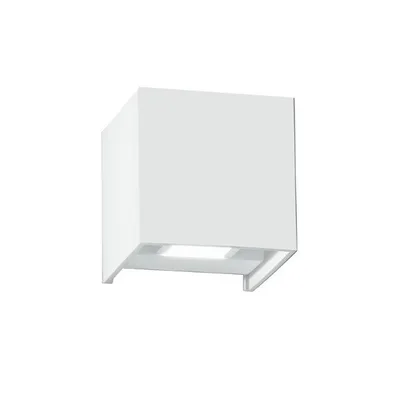 Applique da esterno bianca cubica in alluminio, luce doppia emissione, CCT, LED 20W, 12x12cm