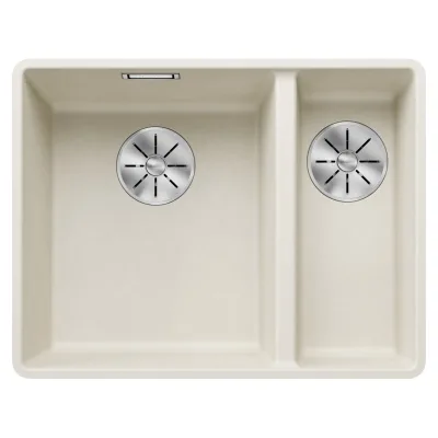 Blanco Lavello una vasca SX con vaschetta SUBLINE 340/160-F 1527161 finitura soft white da 55.2x42.7 cm - Filotop