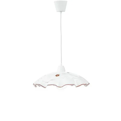 Lampadario a sospensione in vetro decorato bianco e marrone, 1 luce E27, 42x120cm