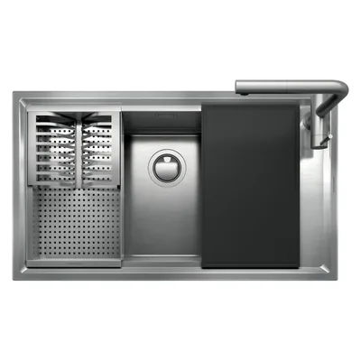 Barazza Lavello una vasca EASY KIT 1LES91RK finitura inox satinato da 86x50 cm Con Kit accessori e miscelatore