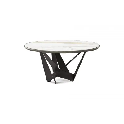 Cattelan Tavolo rotondo fisso Skorpio Keramik Premium Round con struttura in acciaio verniciato e piano in ceramica da Ø160cm