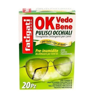 FATIGATI Tovagliette Pulisci Occhiali 20 Pz Salviette Detergenti per Lenti