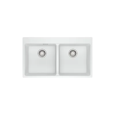 Franke: Lavello due vasche Vasche Sopratop Centro MRG 620-39-39 FTL 114.0666.366 finitura fragranite bianco da 86x50 cm