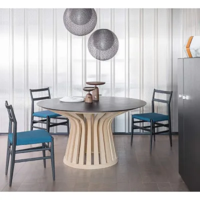 Cassina Tavolo rotondo fisso Lebeau Wood con struttura in legno e piano a scelta
