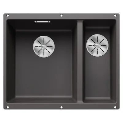 Blanco Lavello a una vasca sx con vaschetta SUBLINE 340/160-U Total Black 2523549 finitura grigio roccia da 55x46 cm - Sottotop