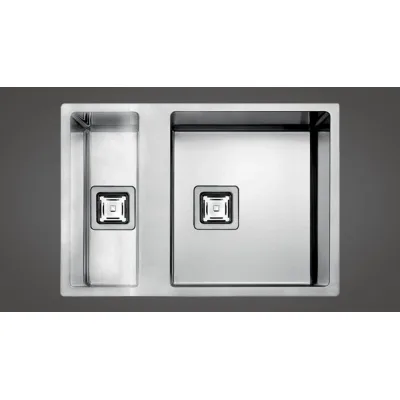 Fulgor Lavello due vasche P2B 5545 Q F SF R finitura acciaio inox da 55.5x45 cm