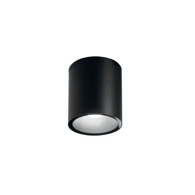 Plafoniera per esterni cilindrica nera, in alluminio, 1 lampadina E27, 14.5x17cm