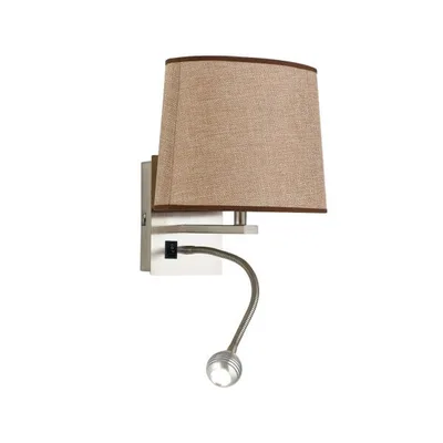 Applique in alluminio e tessuto marrone, 1 luce E14, 1 LED da 3W,  24x30cm