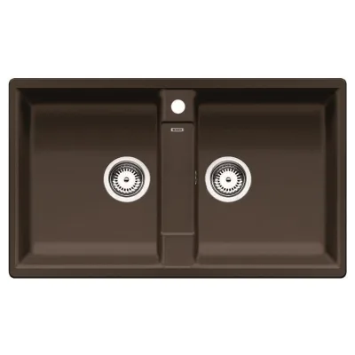 Blanco Lavello due vasche ZIA 9 1516683 finitura caffè da 86x50 cm - Sopratop