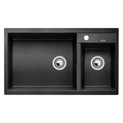 Blanco | Lavello due vasche con gocciolatoio METRA 9 1513273 finitura antracite da 86x50 cm - Sopratop