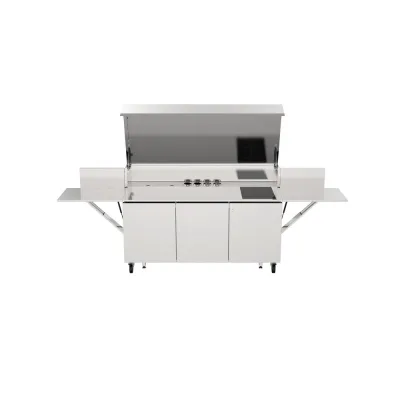 Bautek Foster Cucina da esterno a libera installazione FINALMENTE 7555 012 in acciaio inox da 185/327 cm