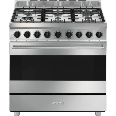 Smeg Cucina B91GMX2 con forno termoventilato e piano cottura gas finitura acciaio inox da 90x60 cm