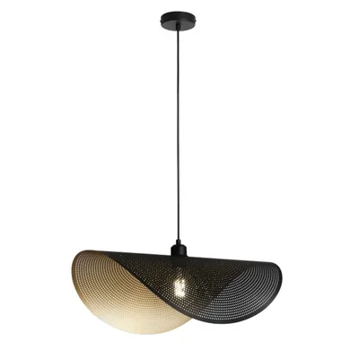 Lampadario a sospensione a vela singola in metallo nero e oro, lampadina E27, 60x150cm