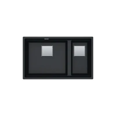 Franke: Lavello due vasche Vasche Kubus 2 Sottotop KNG 120 125.0529.871 finitura fragranite nero da 72x42 cm