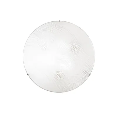 Plafoniera in vetro satinato bianco, motivo ad onde, 4 luci E27, 50x50cm