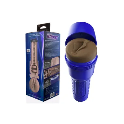 Fleshlight Boost Bang medium dark vagina Masturbatore Uomo SuperSkin/TPE Custodia Blu