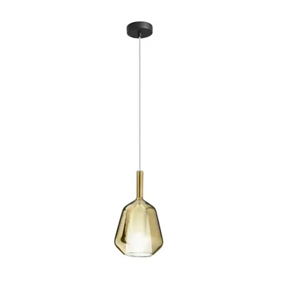 Sospensione in vetro oro, lampadina E27, 18x236cm