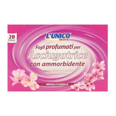 L'unico Originale Fogli Profumati Brezza Floreale Per Asciugatrice Con Ammorbidente 20 pz