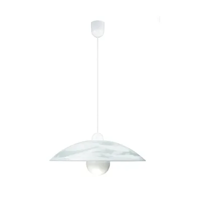 Lampadario a sospensione elegante in vetro curvato bianco, 1 luce E27, 48x120cm