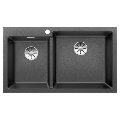Blanco Lavello due vasche PLEON 9 1518345 finitura antracite da 86x50 cm - Sopratop