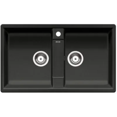 PRONTA CONSEGNA - Blanco Lavello due vasche LEGRA 9 1536029 finitura nero da 86x50 cm - Sopratop