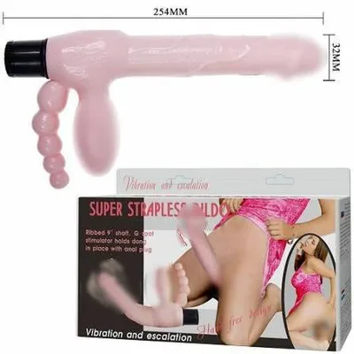 Strap-On Senza Cinghie Baile Super Strapless Vibrante 25,4 cm con Stimolazione