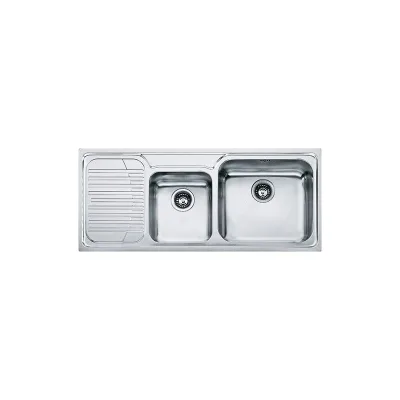 PRONTA CONSEGNA - Franke: Lavello due vasche con gocciolatoio a sinistra Galassia GAX 621 101.0017.504 finitura inox satinato da 116x50 cm