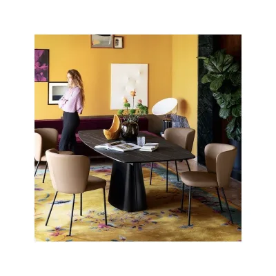 Connubia Tavolo allungabile Ellisse CB4858-S 200 con struttura in metallo e piano in ceramica da 200(295)x100 cm