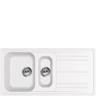 Smeg Lavello una vasca con vaschetta e gocciolatoio LZ102B finitura bianco da 100 cm - IN PROMOZIONE FINO AL 30/06