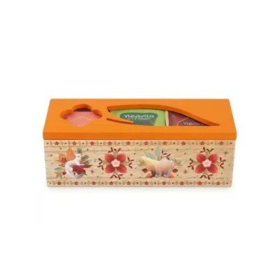 NEAVITA COFANETTO DI LEGNO BIO ARANCIONE A 3 SCOMPARTI CON 15 TISANE ASSORTITE