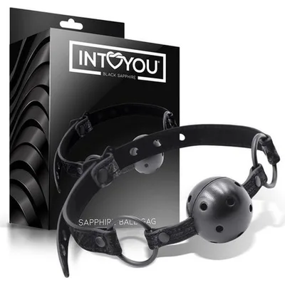 INTOYOU Black Shadow Ball Gag Traspirante Nero BDSM Bondage Regolabile Vegan