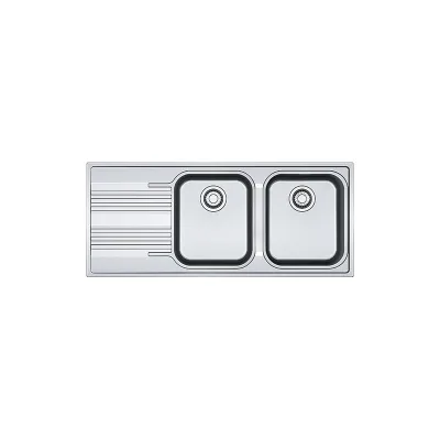 PRONTA CONSEGNA - Franke: Lavello due vasche con gocciolatoio a sinistra Smart SRX 621 101.0356.896 finitura inox satinato da 116x50 cm