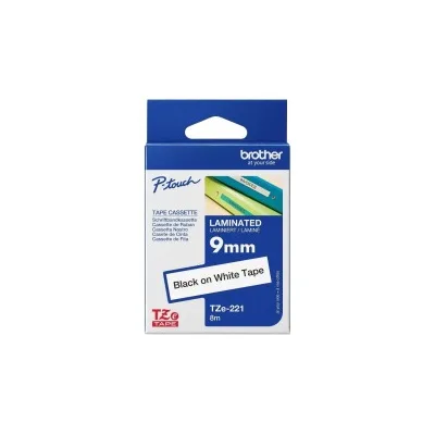 NASTRO ETICHETETTE LAMINATO ORIGINALE BROTHER TZe221 Testo nero su sfondo bianco
