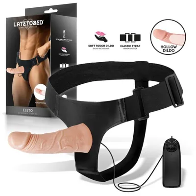 Strap-On Latetobed Eleto 15 cm Dildo Cavo Vibrante Multivelocità Harness Regolabile Telecomando
