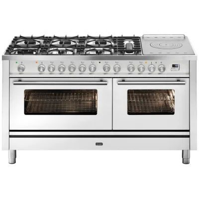 Ilve Cucina P15W Professional Plus P15SDWE3 doppio forno e piano cottura 7 fuochi con coupe de feu e dual da 150 cm