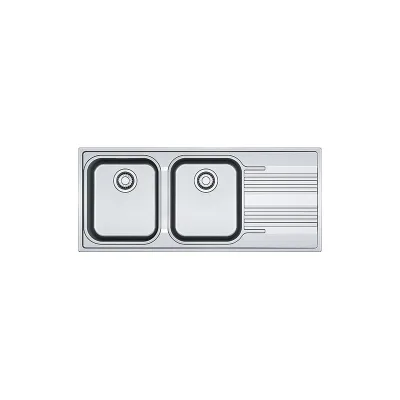 PRONTA CONSEGNA - Franke: Lavello due vasche con gocciolatoio a destra Smart SRX 621 101.0356.895 finitura inox satinato da 116x50 cm