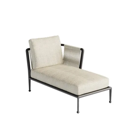 Unopiù Modulo lounge sinistro TREBLE in alluminio e corda - Con o senza cuscino - IN PROMOZIONE FINO AL 6/07