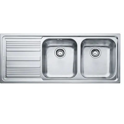 Franke: Lavello due vasche con gocciolatoio a sinistra Logica Line LLX 621 101.0150.821 finitura inox satinato da 116x50 cm